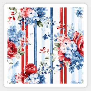 Red White and Blue Patriotic Shabby Floral Sticker